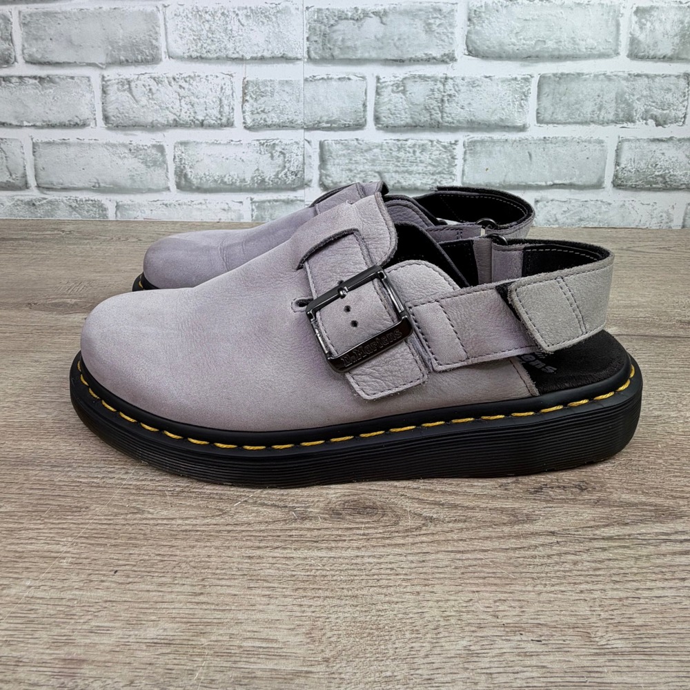 Dr. Martens Jorge II Slingback Mules Leather Buckle Lavender Grey Womens 8 - Picture 2 of 7